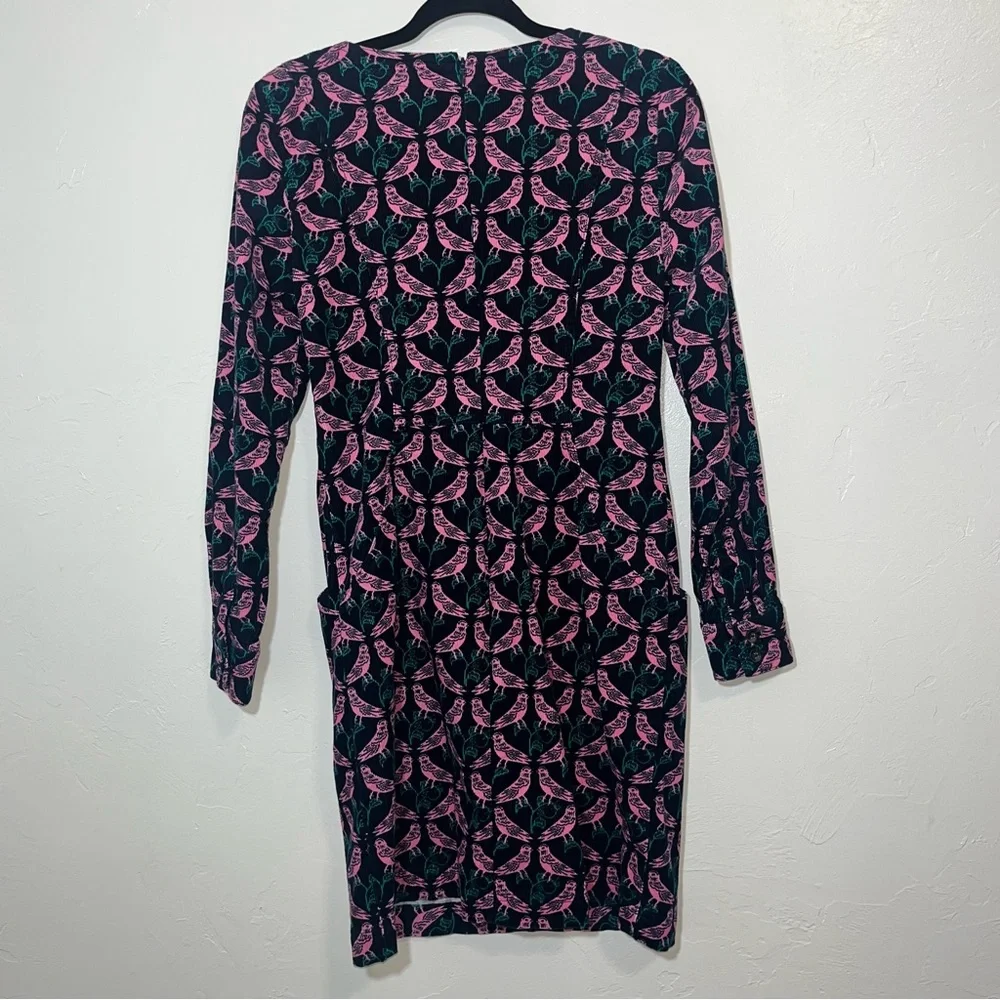 Boden Pink Lovebird Print Corduroy Sheath Dress Size 6 Small - Picture 12 of 15